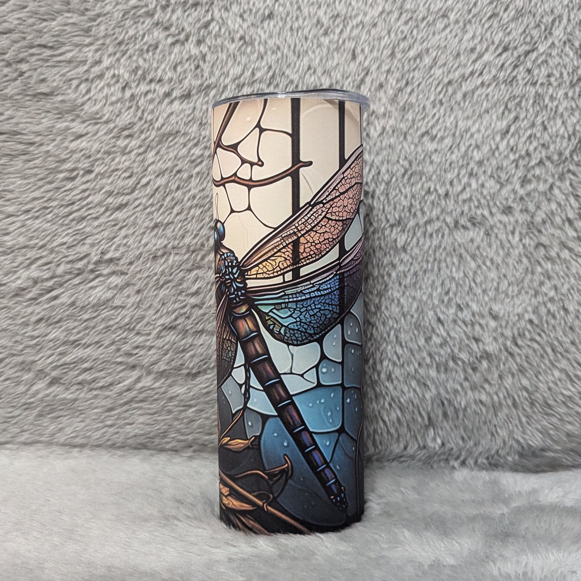Dragonfly Tumbler With A Stained Glass Design, Dragonfly Cup With Name, Dragonfly Gift, Dragonfly Lover Tumbler, Stained Glass Design Cup