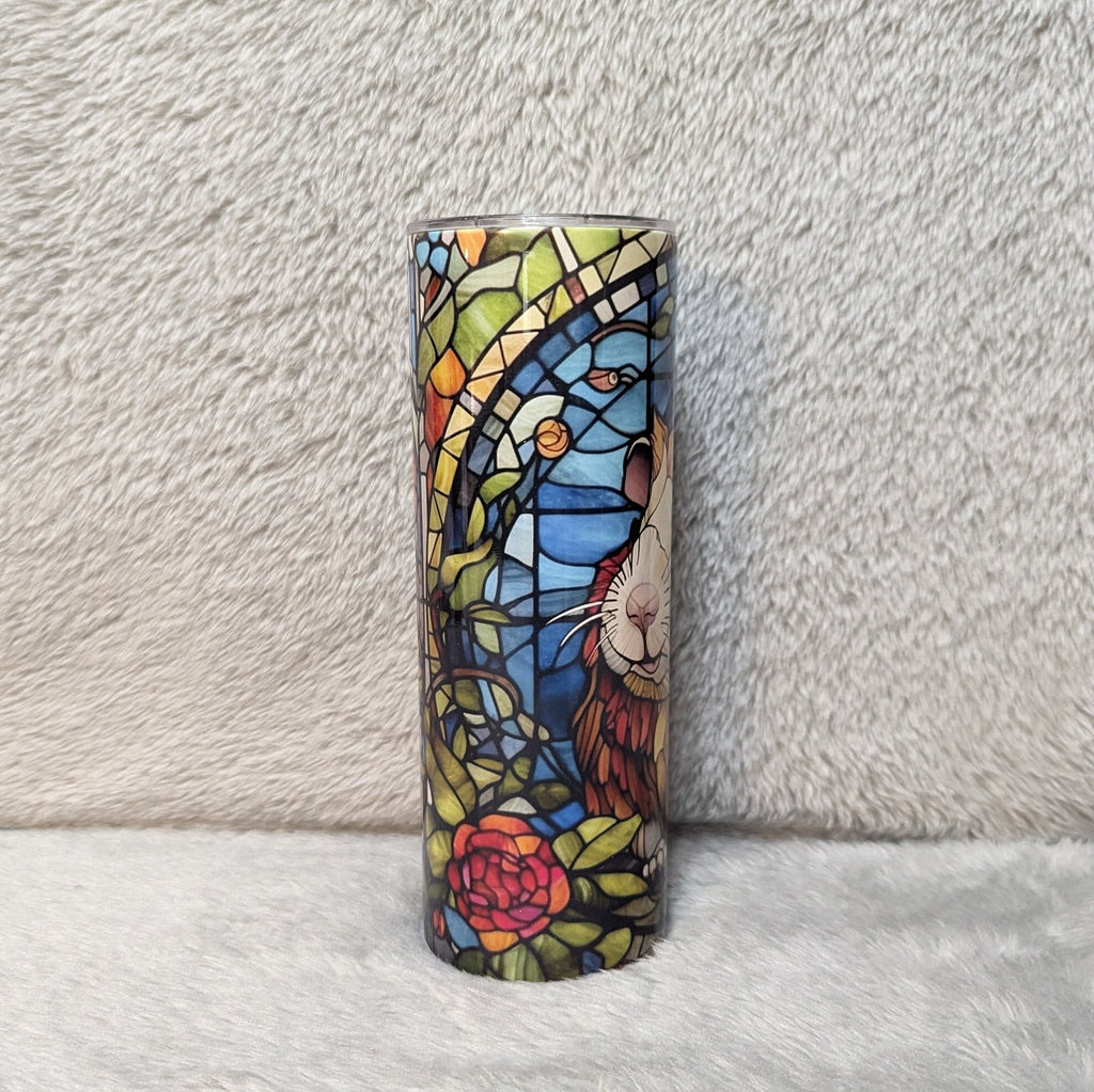 Cute Guinea Pig Tumbler With A Stained Glass Design Personalized, Guinea Tumbler With Straw, Guinea Pig Gift, Guinea Pig Cup With Name