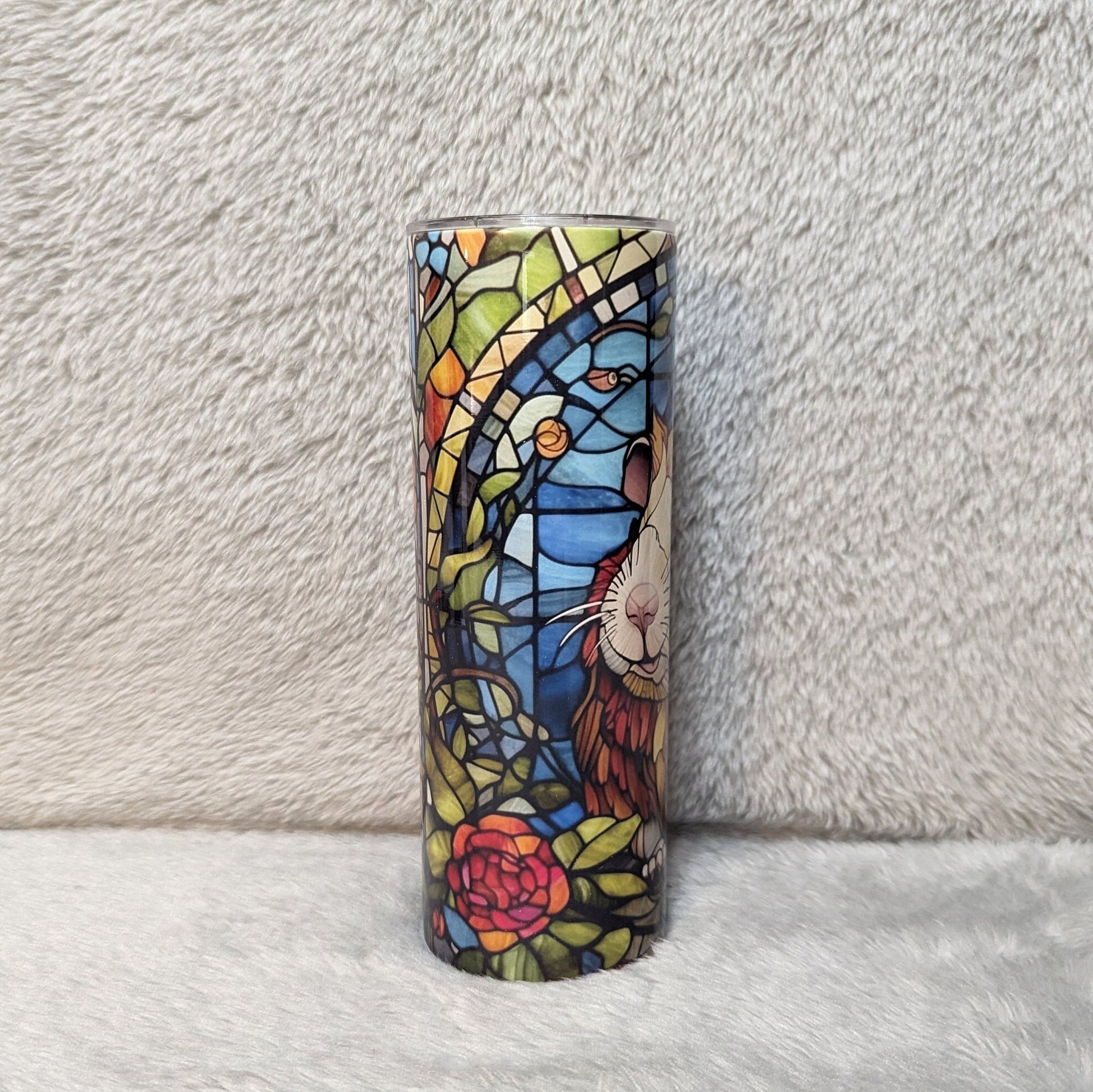 Cute Guinea Pig Tumbler With A Stained Glass Design Personalized, Guinea Tumbler With Straw, Guinea Pig Gift, Guinea Pig Cup With Name