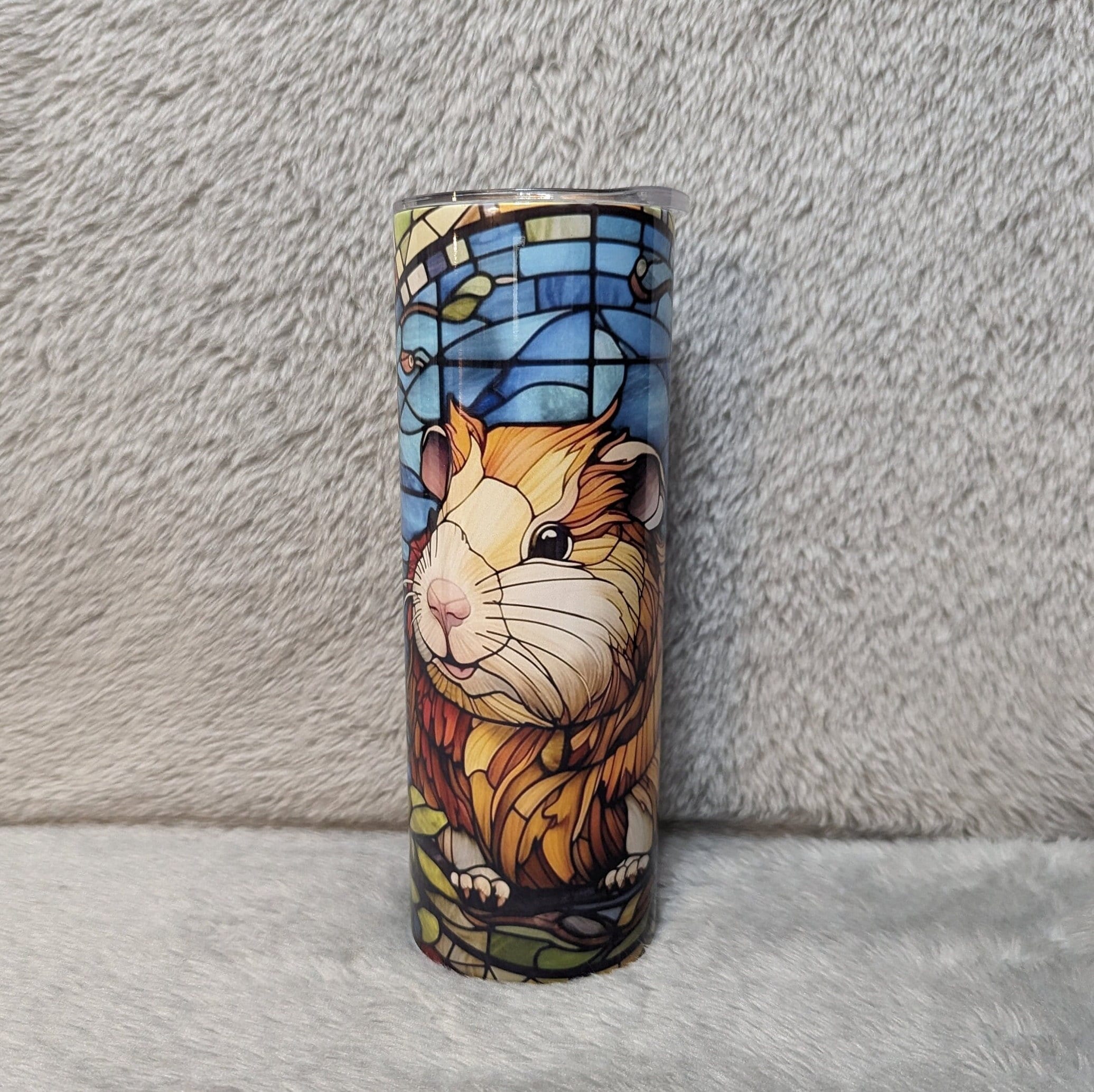 Cute Guinea Pig Tumbler With A Stained Glass Design Personalized, Guinea Tumbler With Straw, Guinea Pig Gift, Guinea Pig Cup With Name