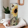 Honey Bee Sunflower Tumbler Can Be Personalized, Bee Cup With Name, Bee Tumbler, Honey Bee With Sunflowers Tumbler, Gift For Bee Keeper