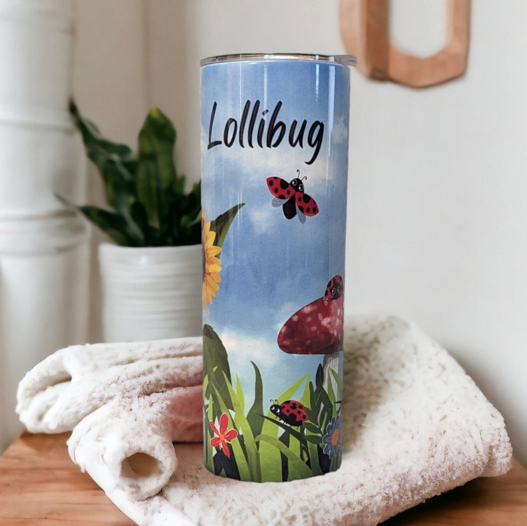 Nature Inspired Ladybug Tumbler 20oz With Reusable Straw Can Be Personalized