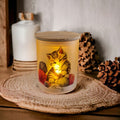 Kitten Candle Holder With A Battery Operated Flickering Tea Light
