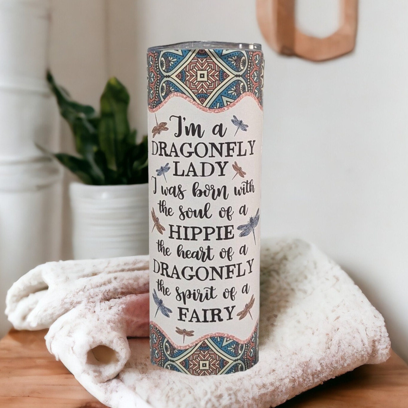 Dragonfly Tumbler With Beautiful Saying, Dragonfly Cup, Dragonfly Gift, Dragonfly Lover Tumbler, 20oz Tumbler With Reusable Straw