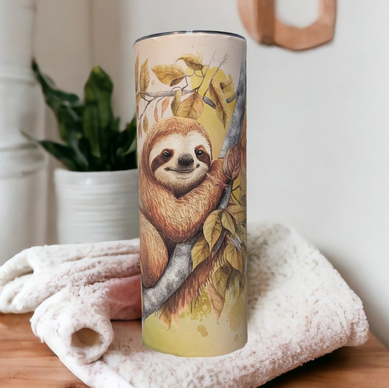 Sloth Tumbler 20oz With Reusable Straw, Can Be Personalized