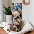 Koala Bear Tumbler with A Stained Glass Design 20oz With Reusable Straw, Can Be Personalized