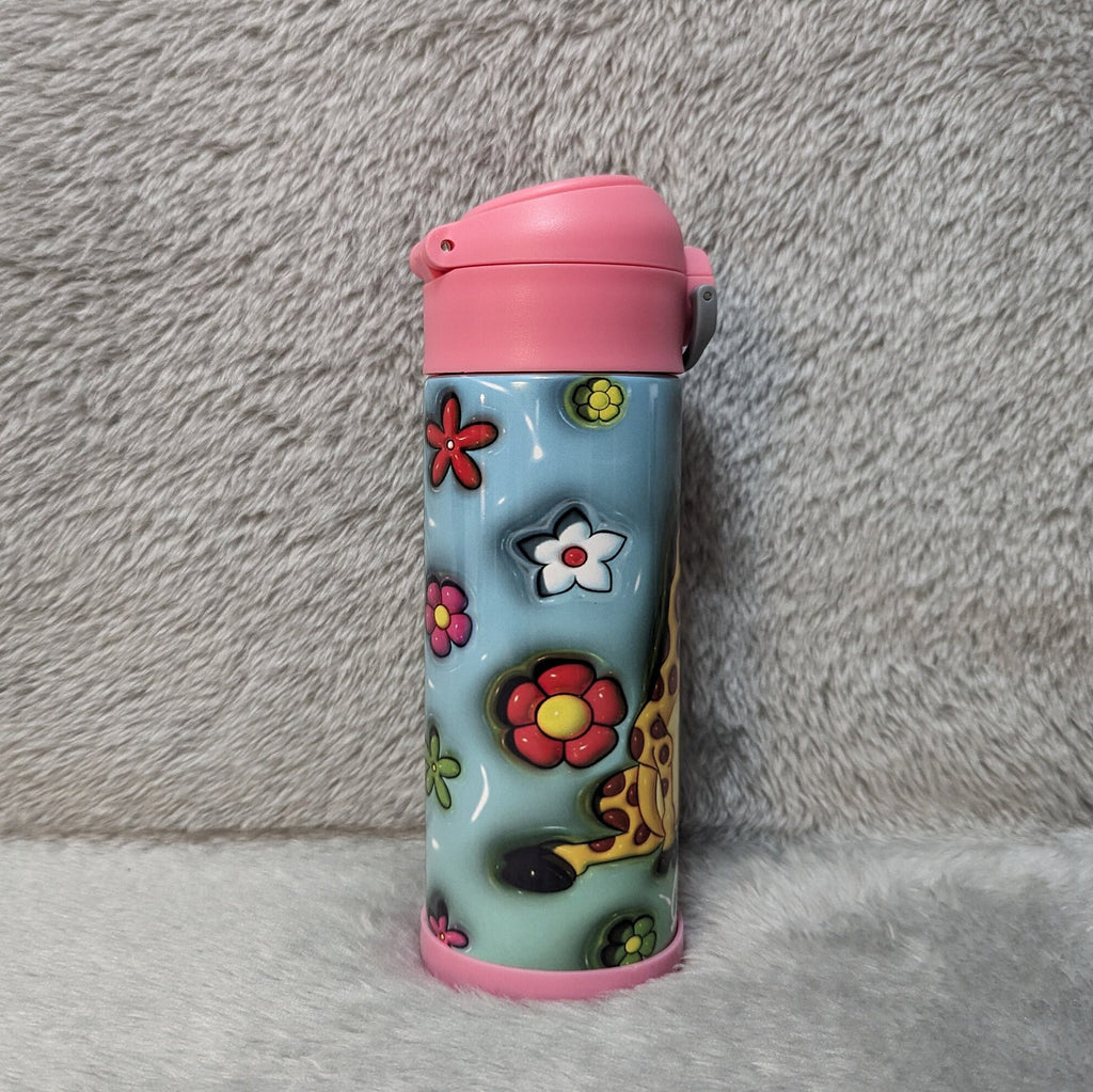 Kids Giraffe Water Bottle 12oz With Reusable Straw Can Be Personalized