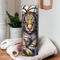 Tiger Cub With Stained Glass Design Tumbler, Tiger Tumbler, Tiger Cup With Name, 20oz Personalized Tumbler, Tiger Cub Lover Gift