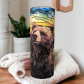 Brown Bear Tumbler With Stained Glass Design, Unique Drinkware for Nature Lovers, Bear Lovers Gift, Wildlife Animal Lover, Bear Cup