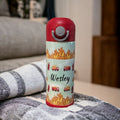 Kids Firetruck Water Bottle 12oz With Reusable Straw Can Be Personalized