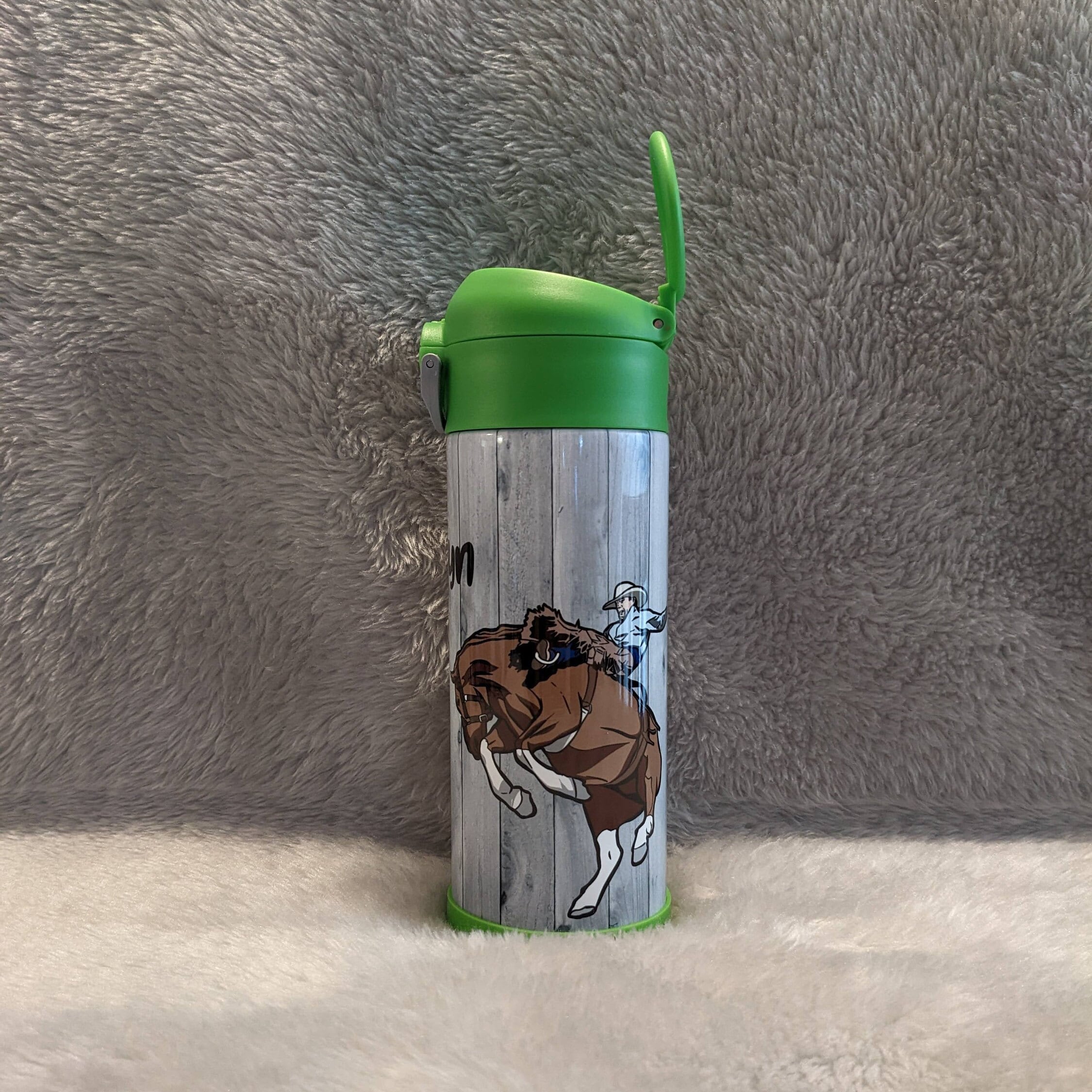 Kids Horse Rodeo Water Bottle 20oz With Reusable Straw Can Be Personalized
