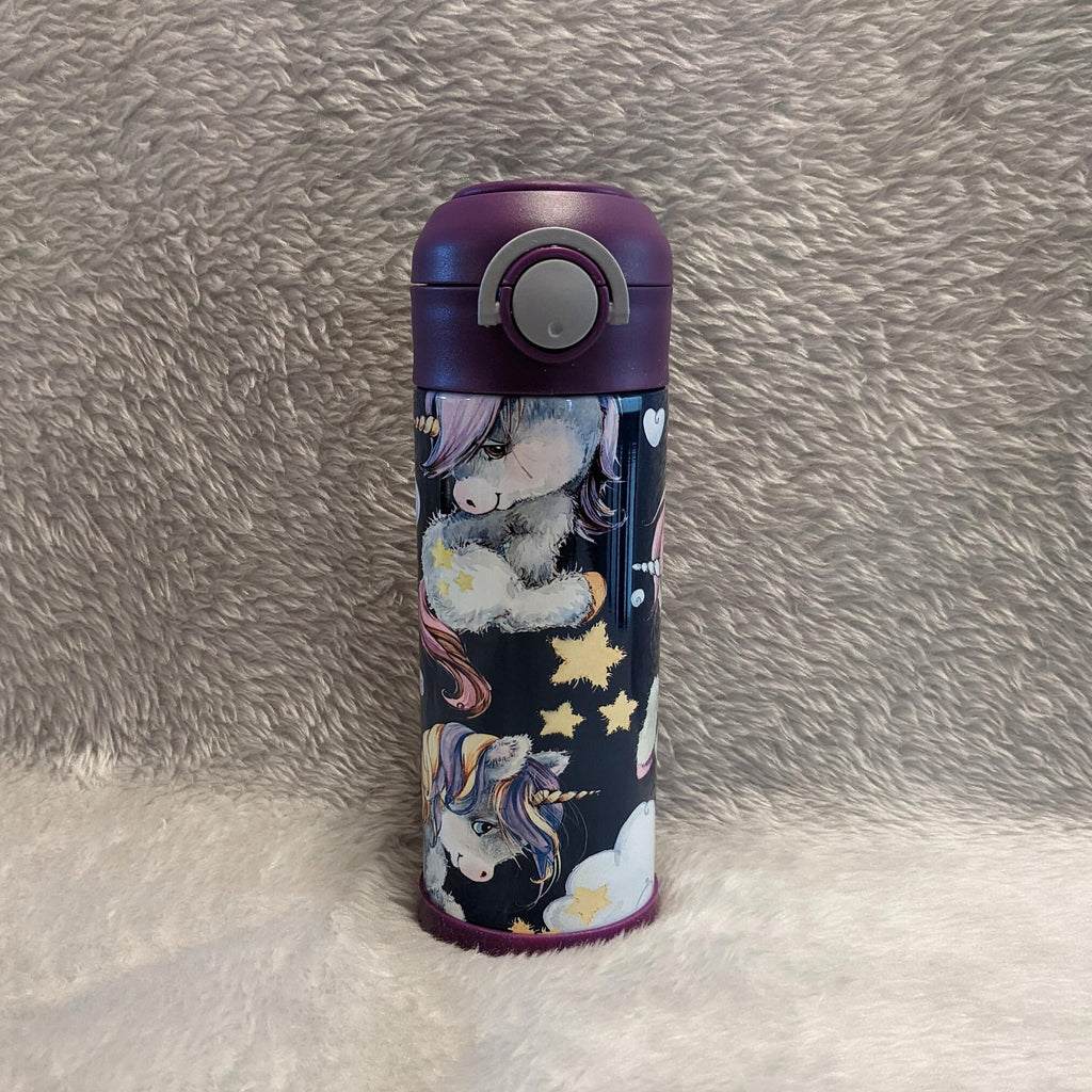 Kids Unicorn Water Bottle 12oz With Reusable Straw Can Be Personalized
