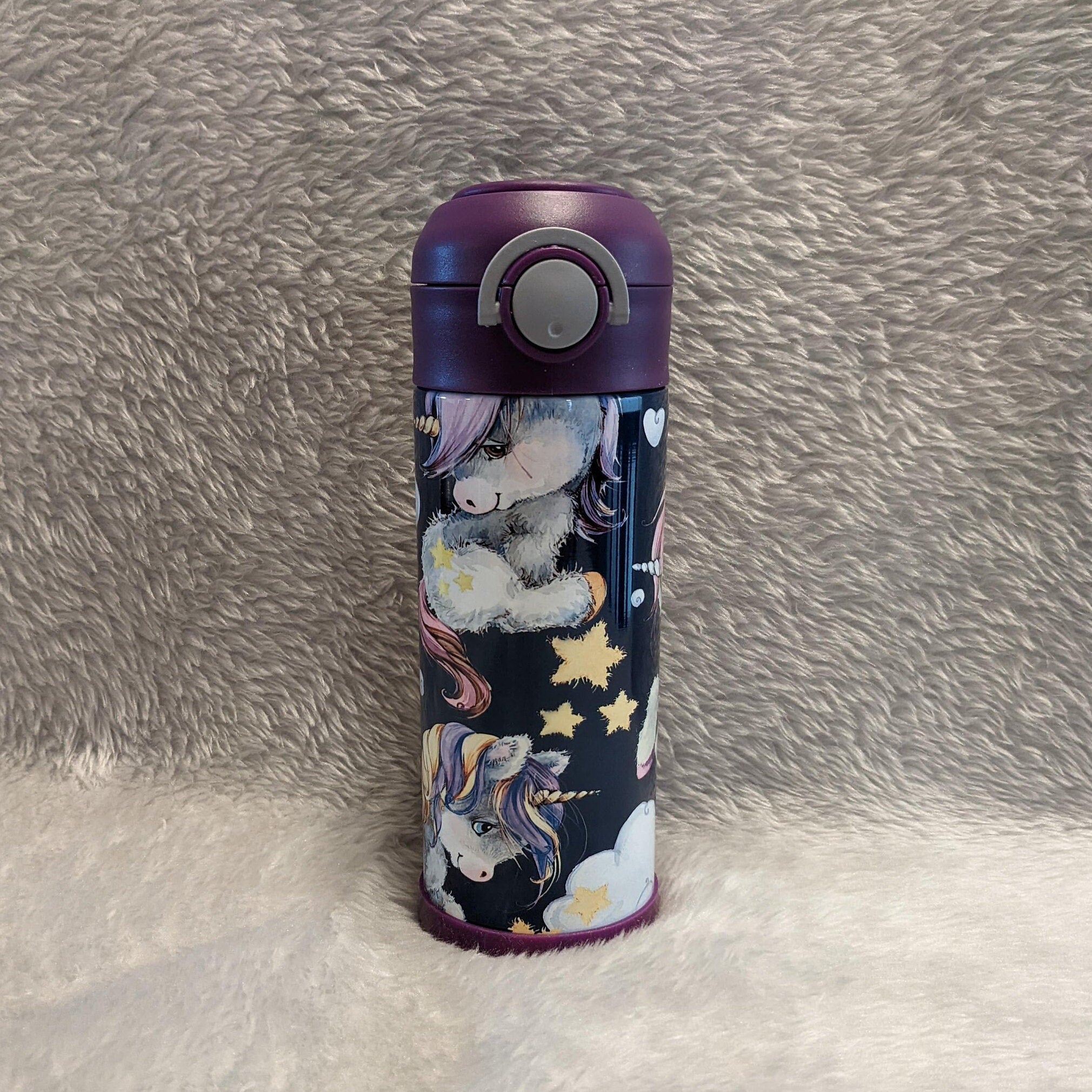 Kids Unicorn Water Bottle 12oz With Reusable Straw Can Be Personalized