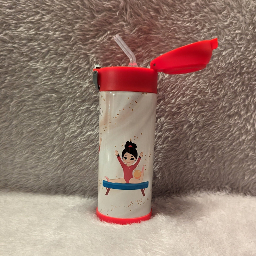 Girls Gymnastic Water Bottle Can Be Personalized, Gymnast Cup, Personalized Kids Cup, Kids Gymnastic Cup, Kids Flip top Cup, Pop Top Tumbler