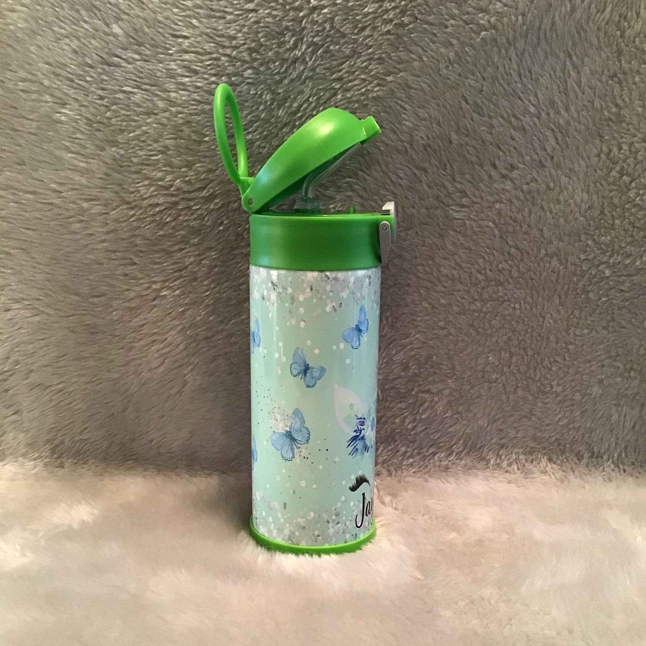 Kids Unicorn Water Bottle 12oz With Reusable Straw Can Be Personalized