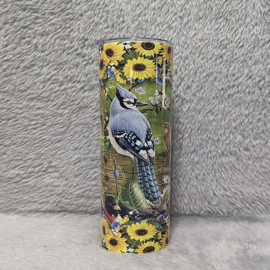 Pretty Bird Tumbler With Straw, Bird Cup With Name, Bird Lover Gift, Bird Watcher Gift, Gift For Her, Nature Lover Gift, 20oz Insulated Cup