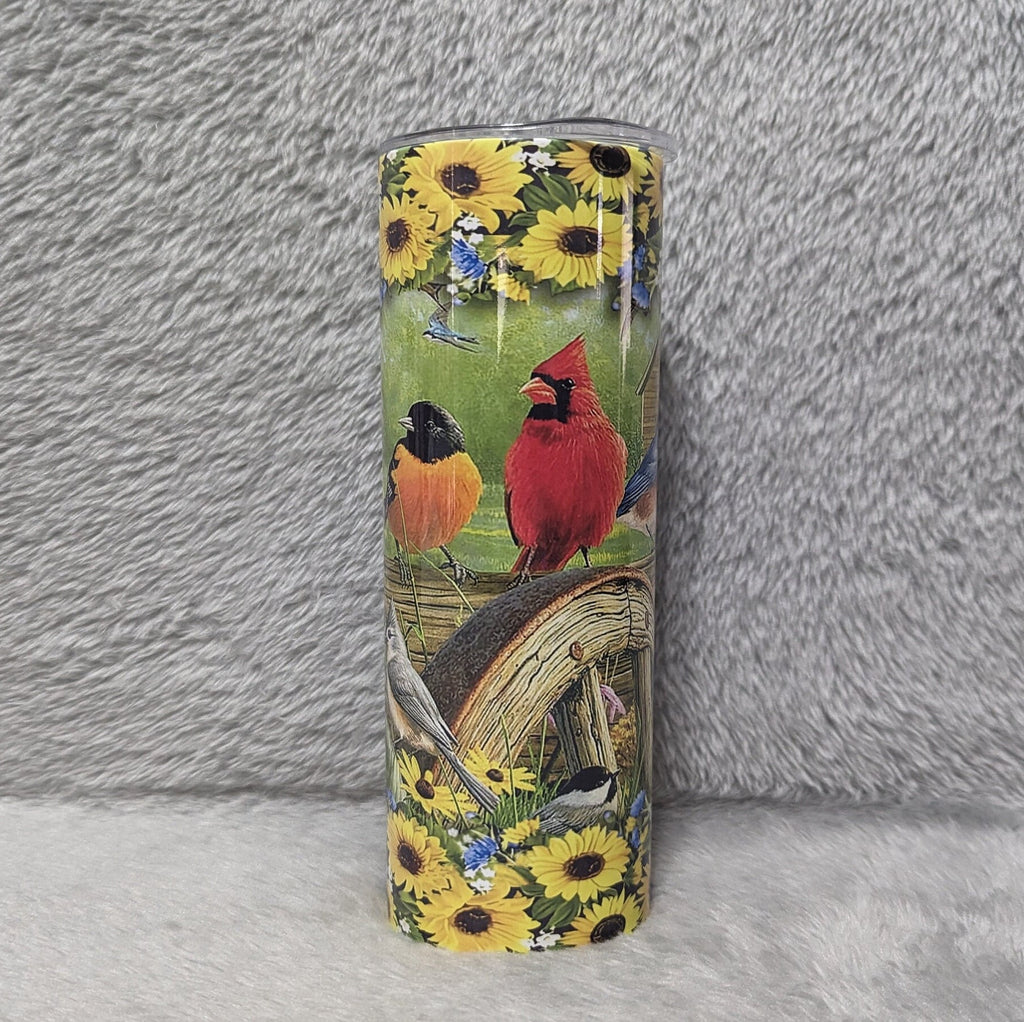 Pretty Bird Tumbler With Straw, Bird Cup With Name, Bird Lover Gift, Bird Watcher Gift, Gift For Her, Nature Lover Gift, 20oz Insulated Cup