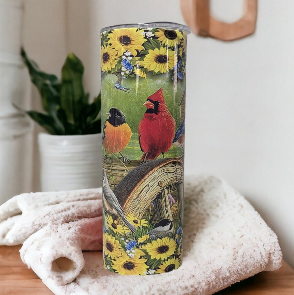 Pretty Bird Tumbler With Straw, Bird Cup With Name, Bird Lover Gift, Bird Watcher Gift, Gift For Her, Nature Lover Gift, 20oz Insulated Cup