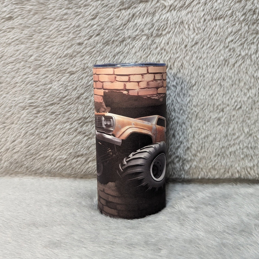 Kids Monster Truck Tumbler 15oz With Reusable Straw Can Be Personalized