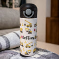 Kids Construction Water Bottle 12oz With Reusable Straw Can Be Personalized