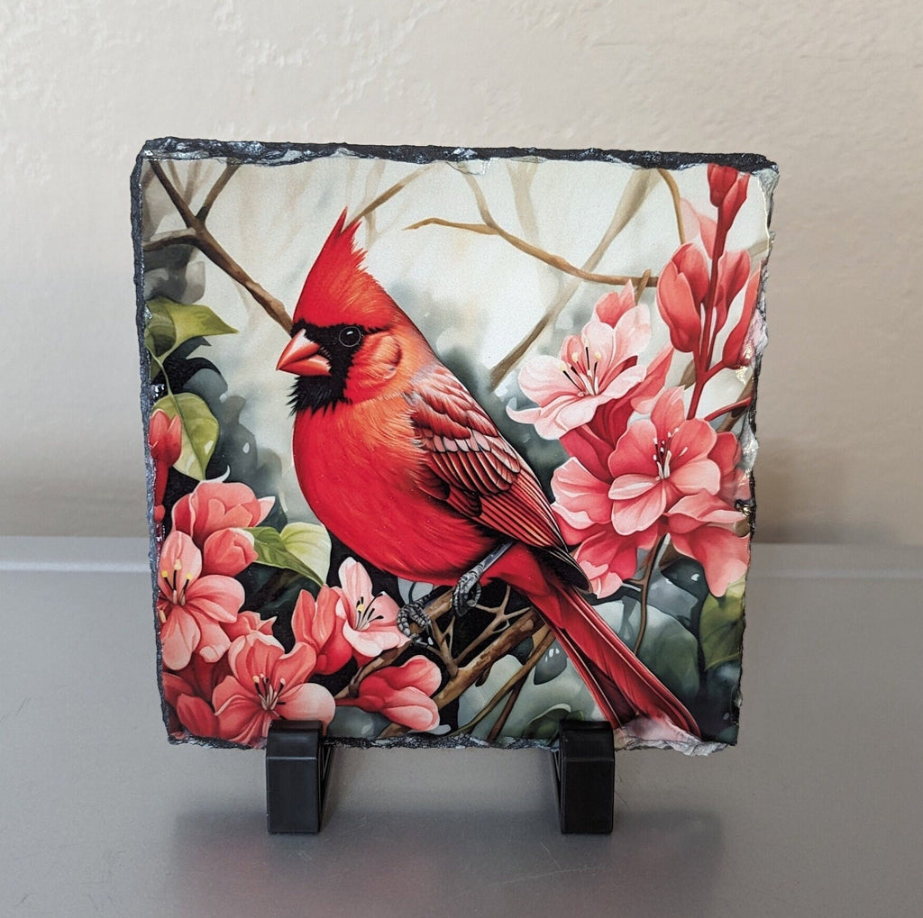 Slate Cardinal Picture With Display Legs
