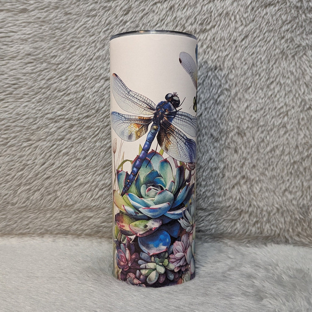 Dragonfly Tumbler, Unique Watercolor Design with Pretty Dragonflies, Dragonfly Lover Gift, Gift For Her, Stainless Steel Tumbler With Straw