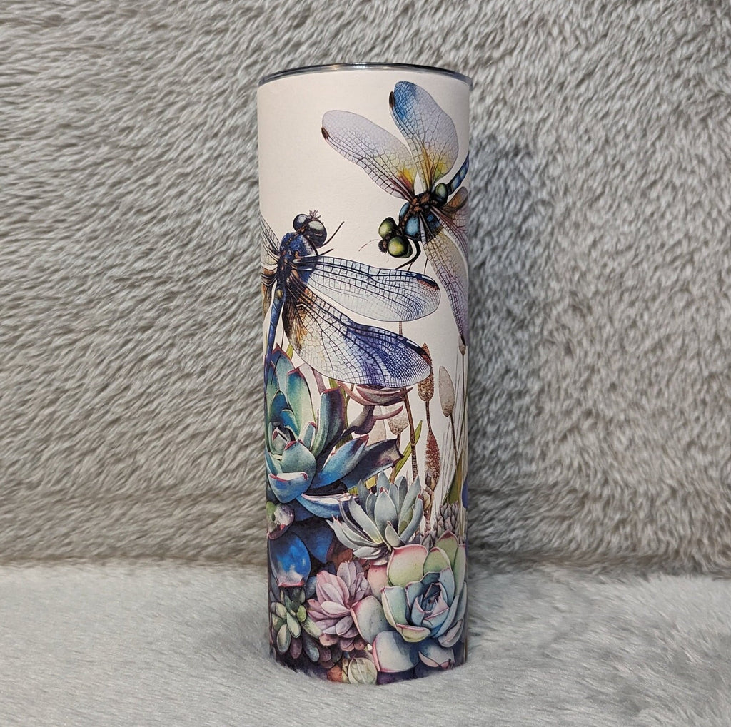 Dragonfly Tumbler, Unique Watercolor Design with Pretty Dragonflies, Dragonfly Lover Gift, Gift For Her, Stainless Steel Tumbler With Straw