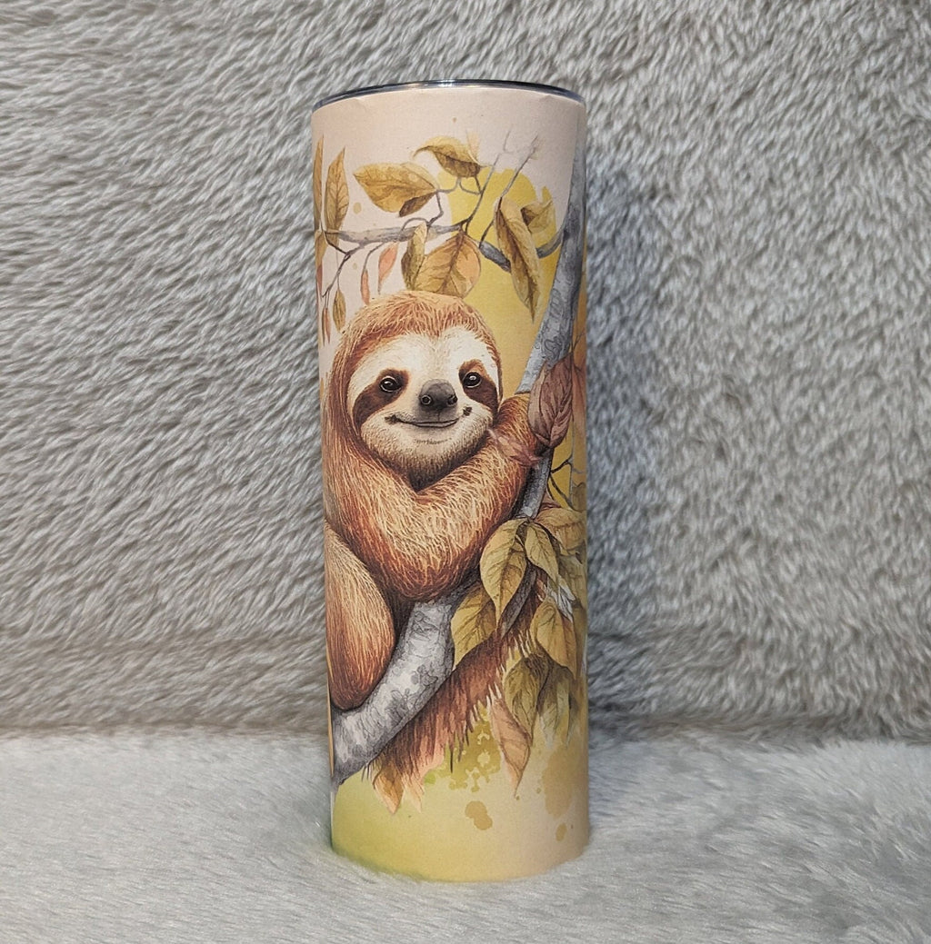 Sloth Tumbler 20oz With Reusable Straw, Can Be Personalized