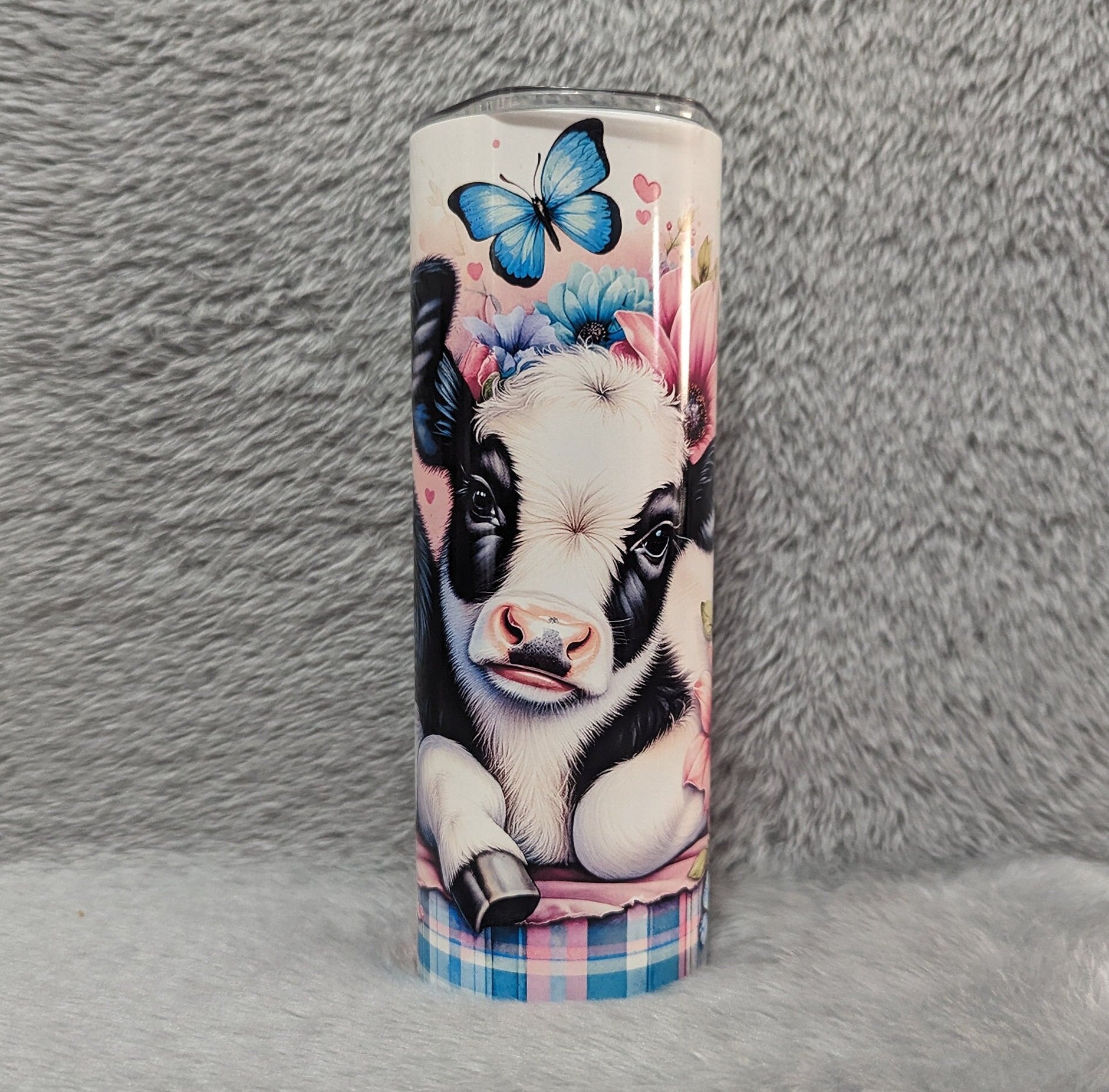 Cow Tumbler with Adorable Calf's and Butterflies - Perfect Gift for Animal Lovers!, Can Be Personalized, Gift For Her, Cup With Name