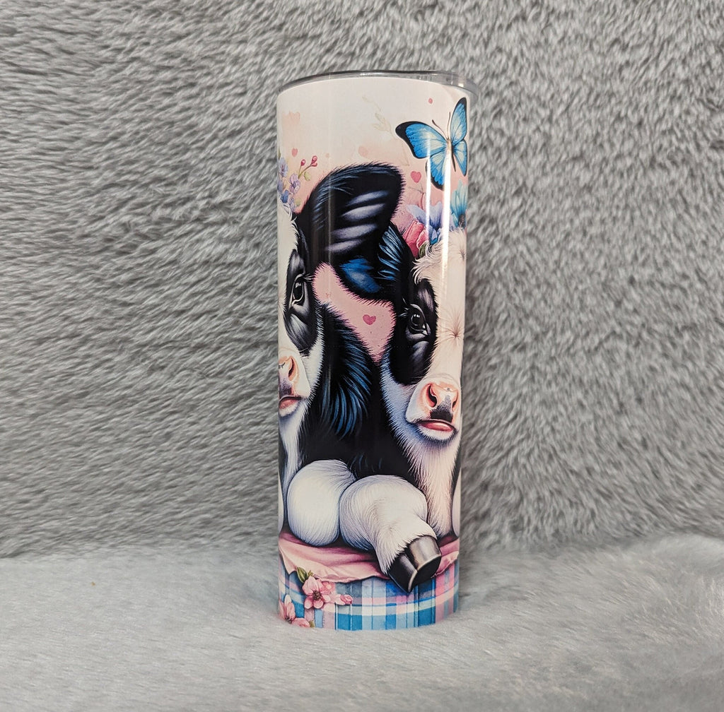 Cow Tumbler with Adorable Calf's and Butterflies - Perfect Gift for Animal Lovers!, Can Be Personalized, Gift For Her, Cup With Name