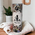 Fur Mama Cat Tumbler Can Be  Personalized, Cat Cup With Name, Cat Gift, Gift For Her, Cup With Leopard Print Hearts, Cup With Paw Prints