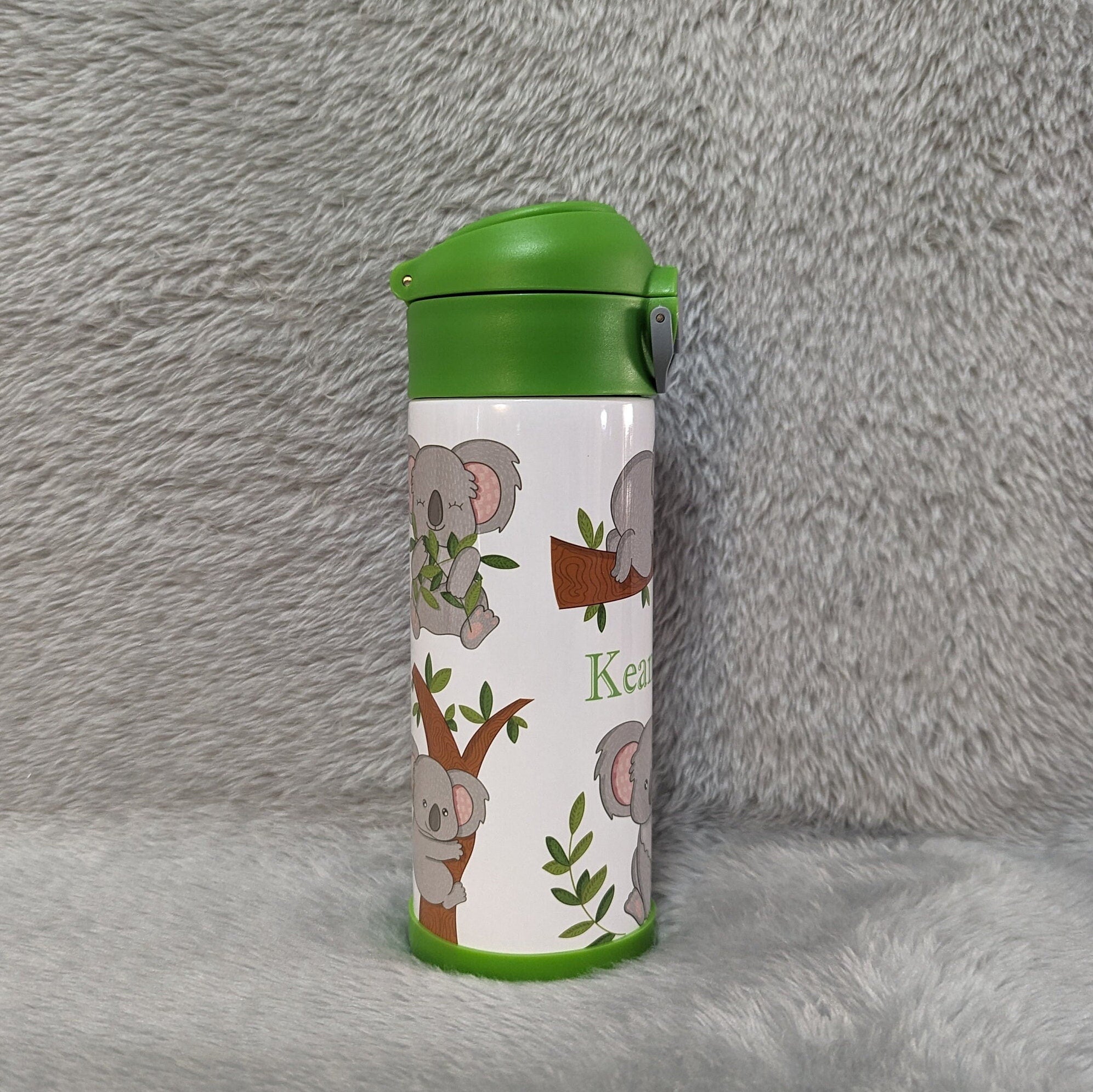 Kids Koala Bear Water Bottle 12oz With Reusable Straw Can Be Personalized