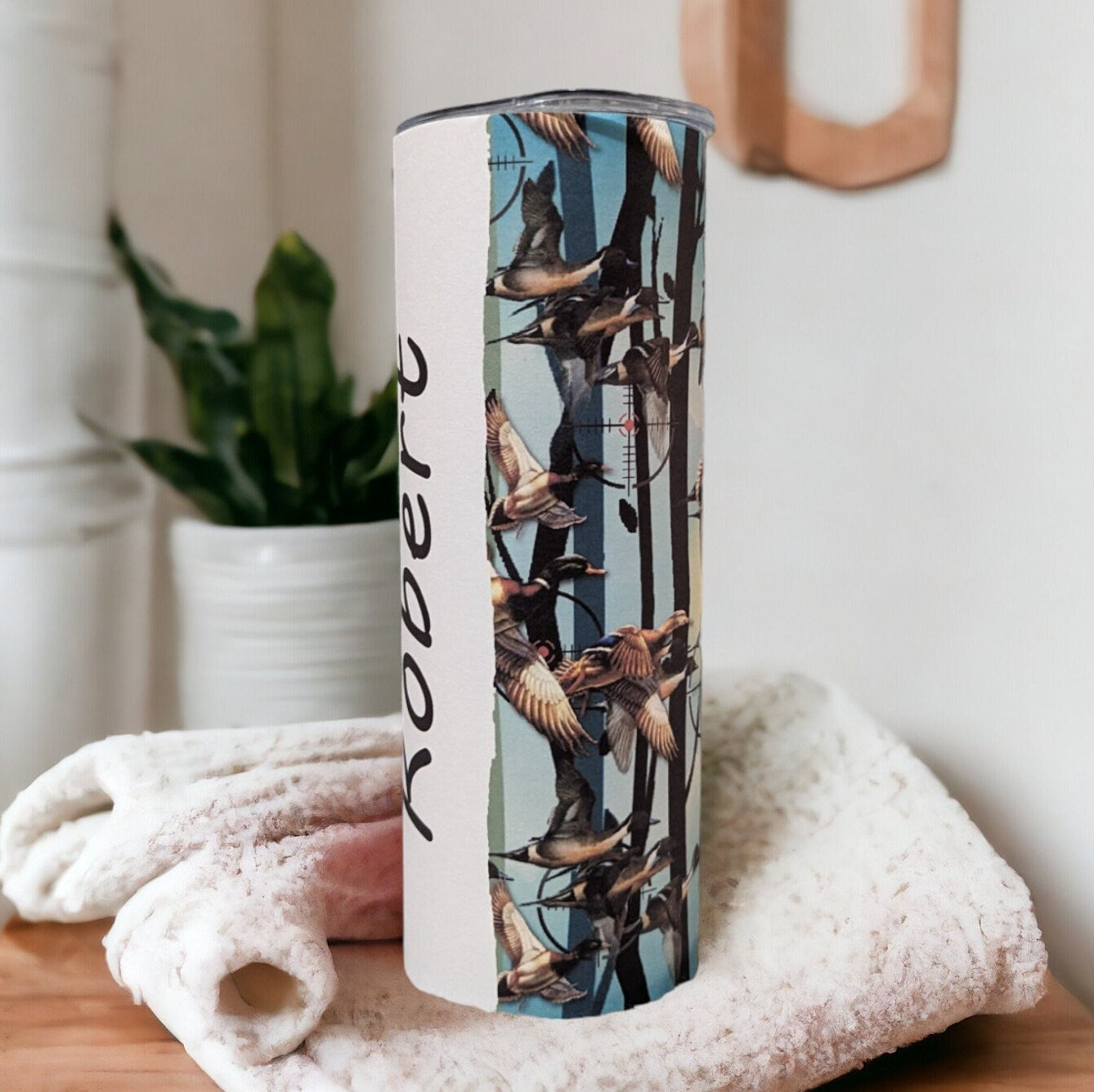 Personalized Duck Hunter Tumbler 20oz With Reusable Straw, Can Be Personalized