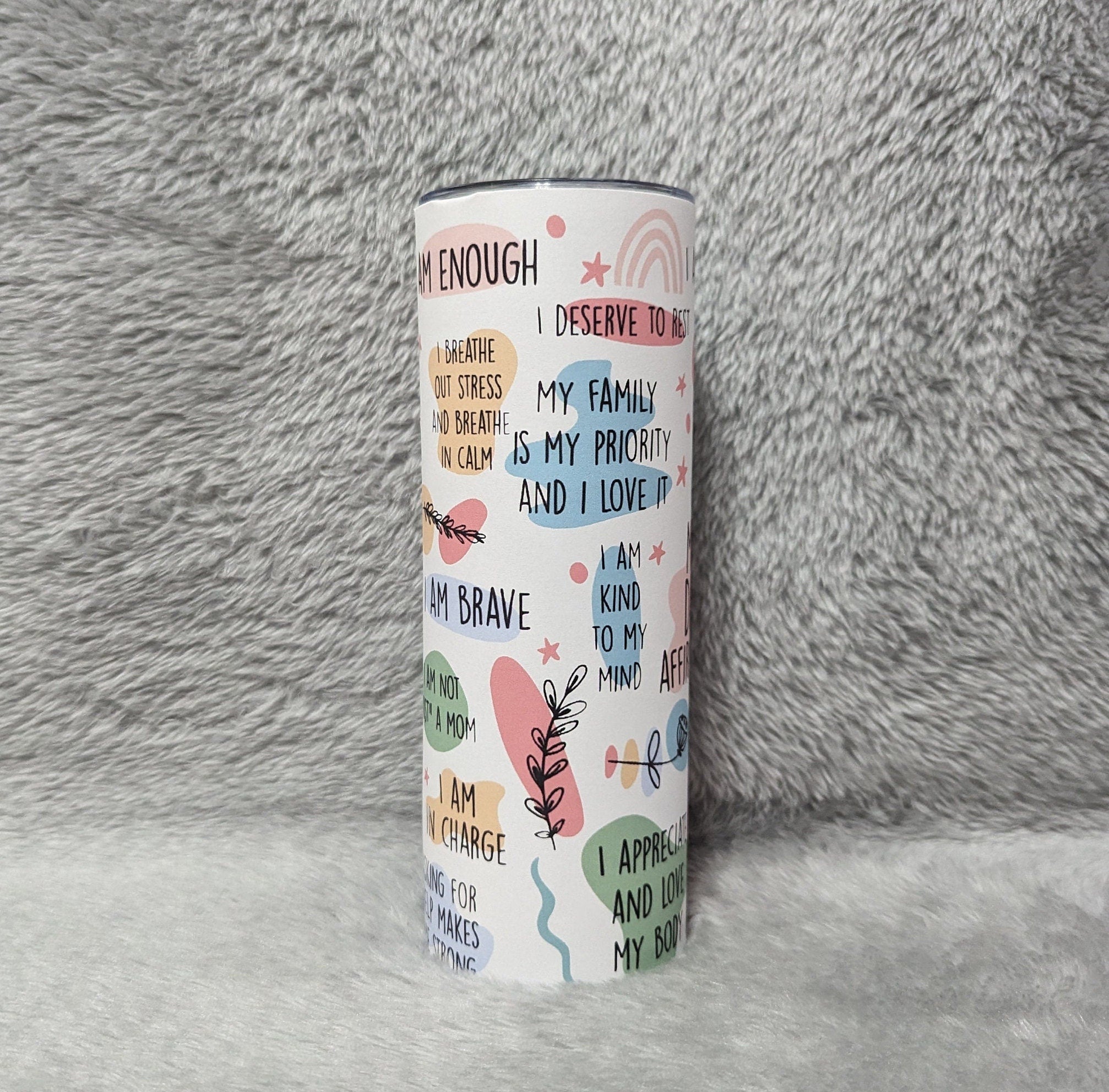 Mom Daily Affirmations Tumbler - Stay Positive and Confident! Moms Inspirational Tumbler, Includes  Reusable Straw, For Hot Or Cold Drinks
