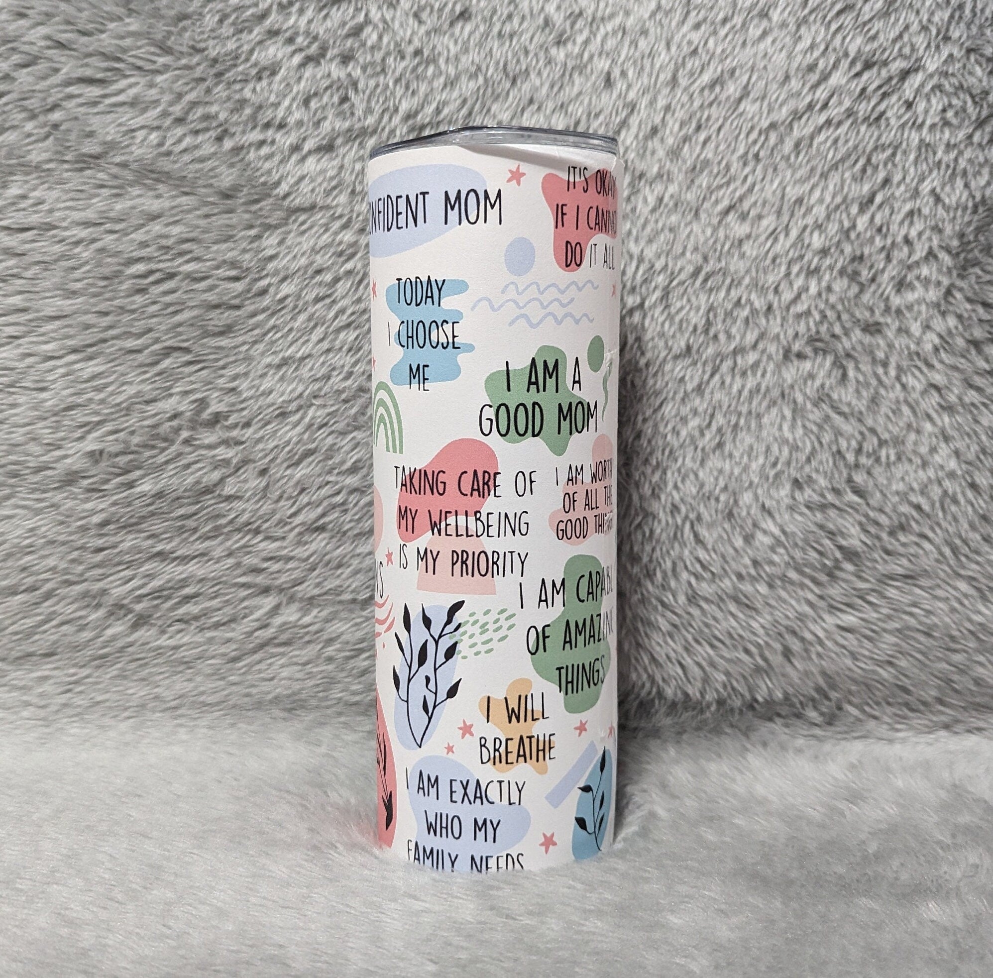 Mom Daily Affirmations Tumbler - Stay Positive and Confident! Moms Inspirational Tumbler, Includes  Reusable Straw, For Hot Or Cold Drinks