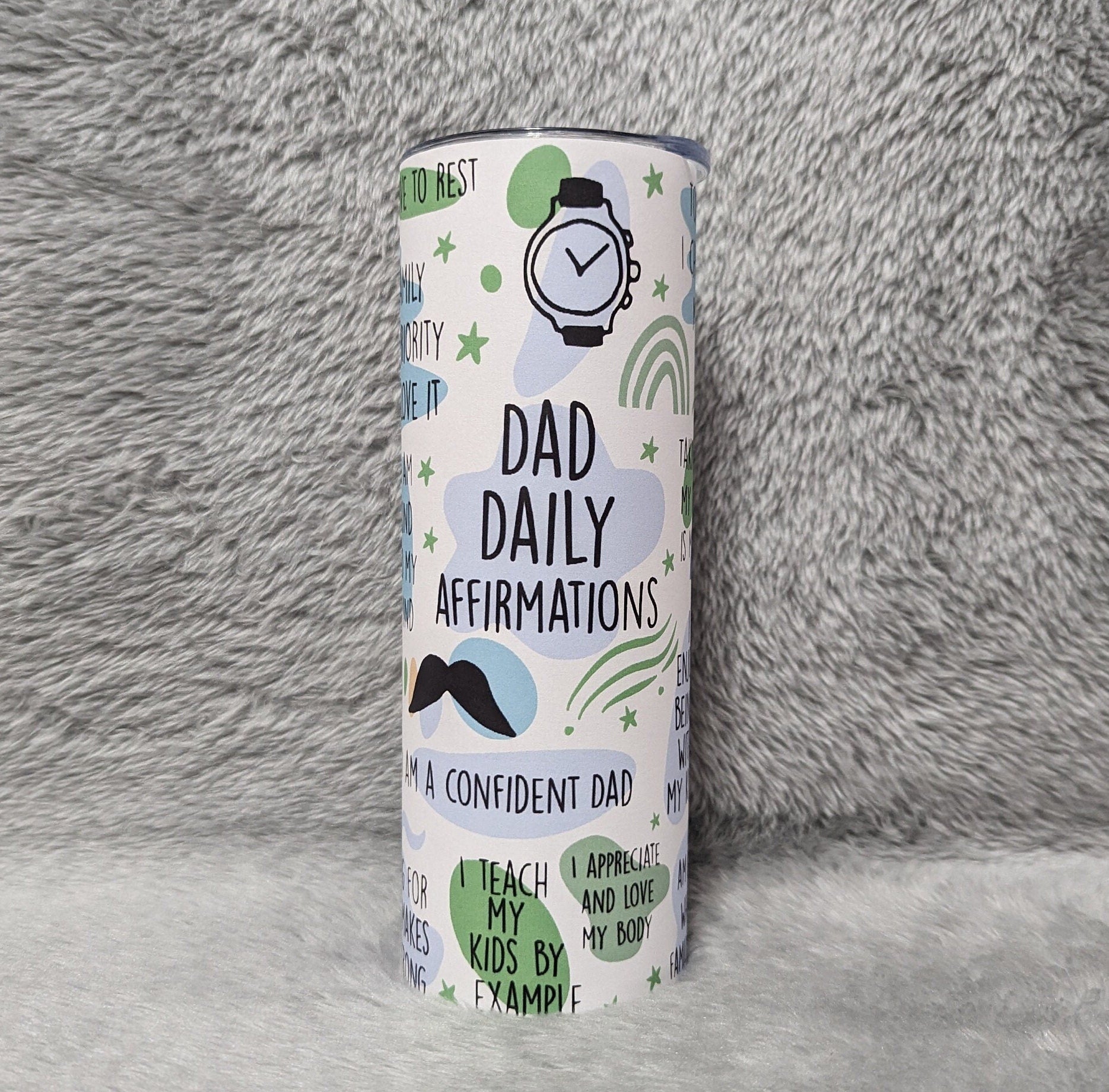 Dad Daily Affirmations Tumbler Inspirational Gift for Fathers, Motivational Drinkware For Hot Or Cold Beverages Includes A Reusable Straw