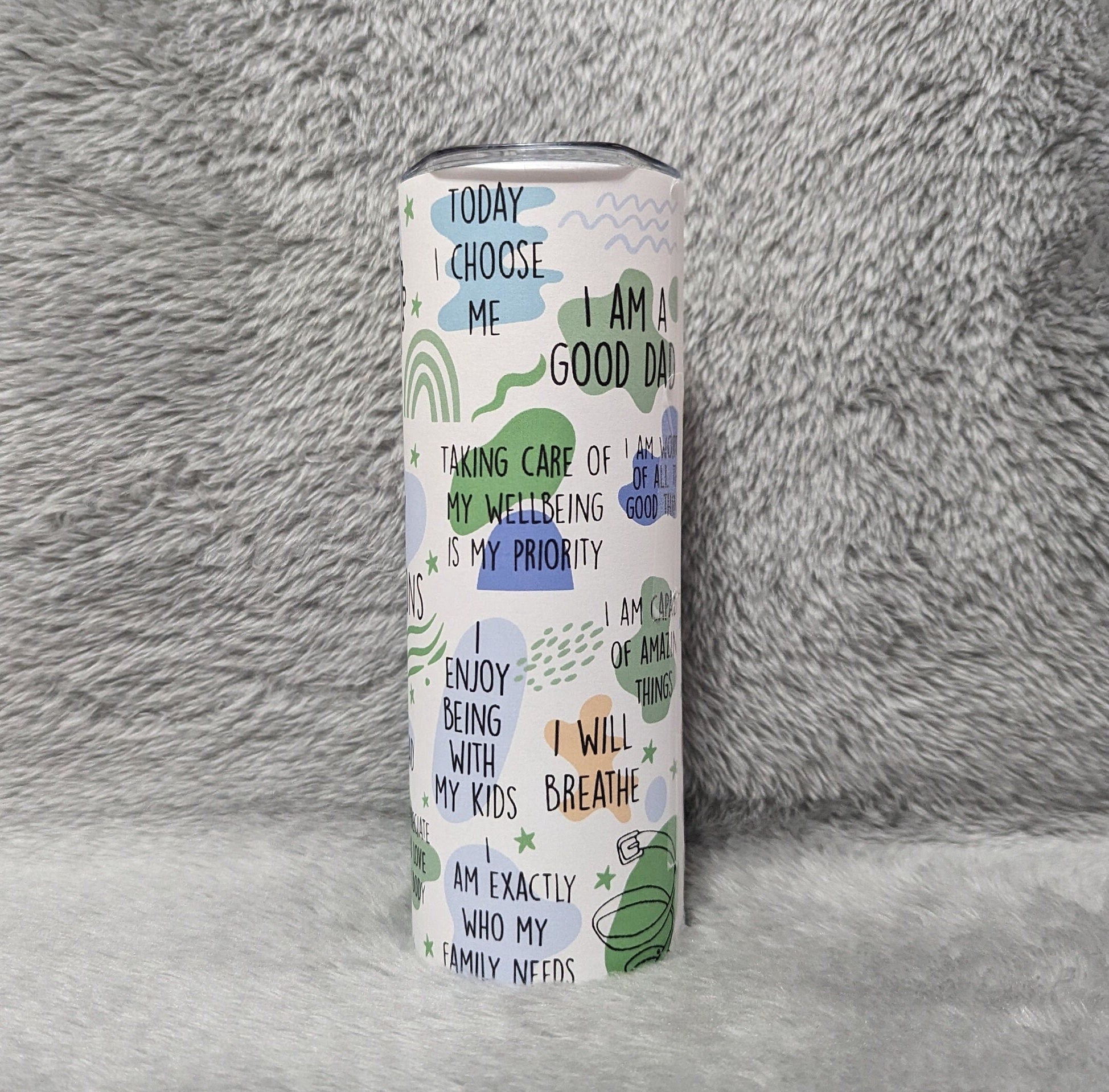 Dad Daily Affirmations Tumbler Inspirational Gift for Fathers, Motivational Drinkware For Hot Or Cold Beverages Includes A Reusable Straw