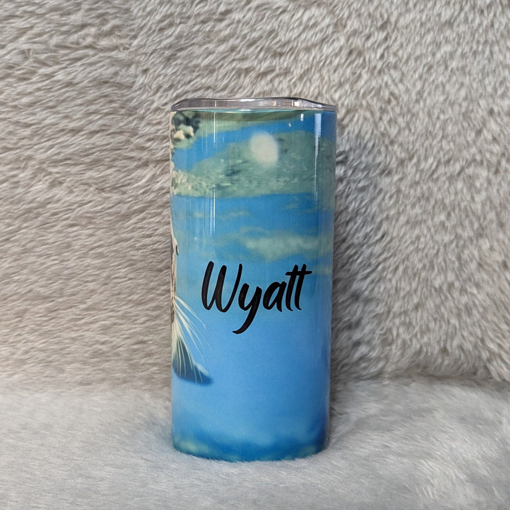 Kids Sea Lion Tumbler With A Reusable Plastic Straw, Can Be Personalized, Kids Cup With Name, Toddler Tumbler With Straw