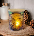 Stained Glass Hummingbird Candle Holder With A Battery Operated Flickering Tea Light