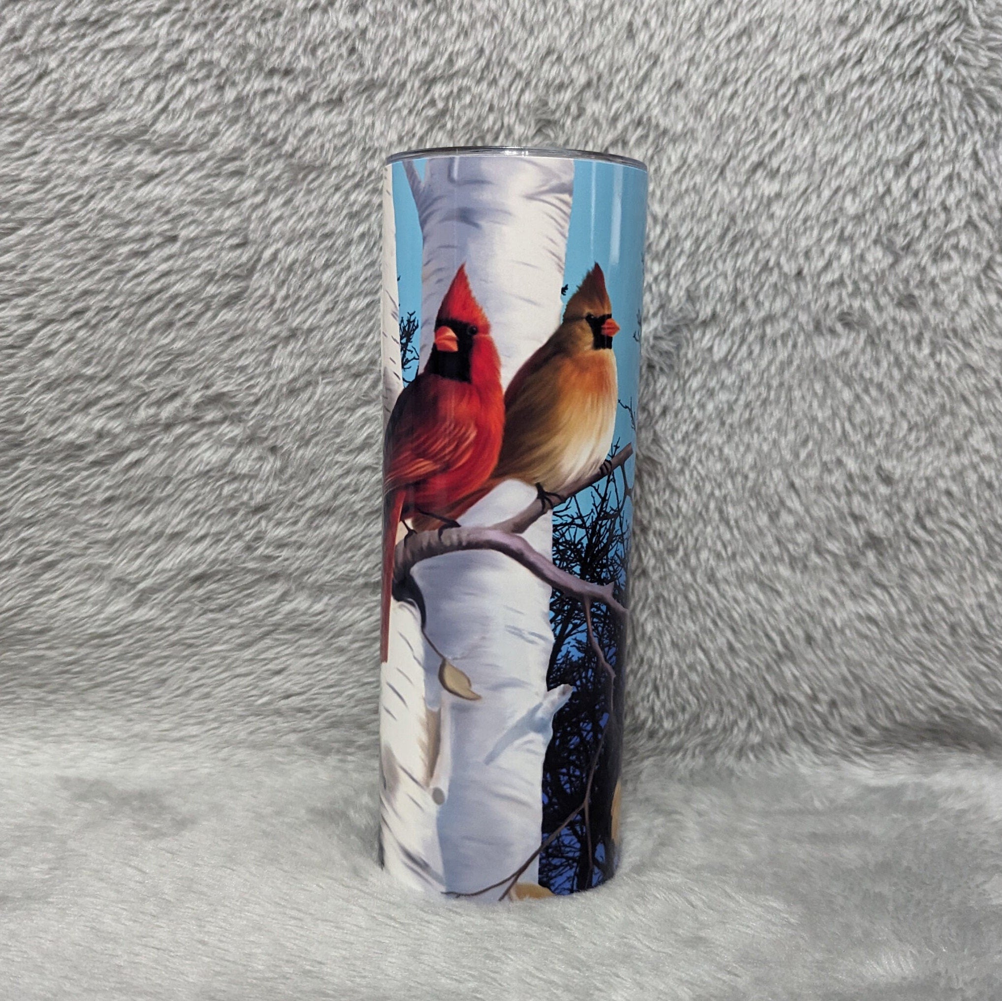 Cardinal Bird Tumbler Can Be Personalized, Cardinal Birds Sitting In A Tree, Winter Design With Cardinals, Gift For Bird Lover