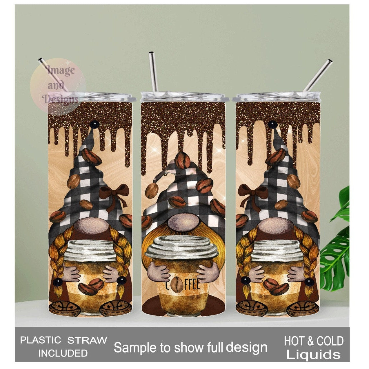 Coffee Gnome Tumbler With Reusable Straw, Can Be Personalized, Coffee Gnome Tumbler, Gnome Cup With Name, Gnome Coffee Cup