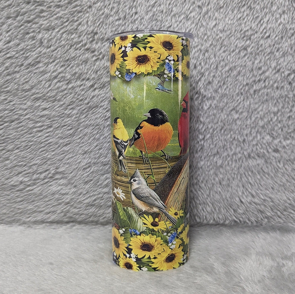 Pretty Bird Tumbler With Straw, Bird Cup With Name, Bird Lover Gift, Bird Watcher Gift, Gift For Her, Nature Lover Gift, 20oz Insulated Cup