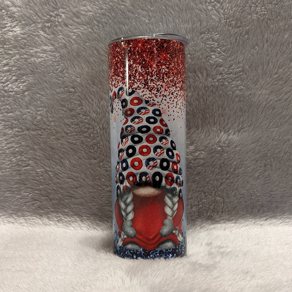 Patriotic Gnome Tumbler Can Be Personalized, Patriotic Gift, Tumbler Includes Reusable Straw, Hot Cold Drinkware For Home Work Or On The Go