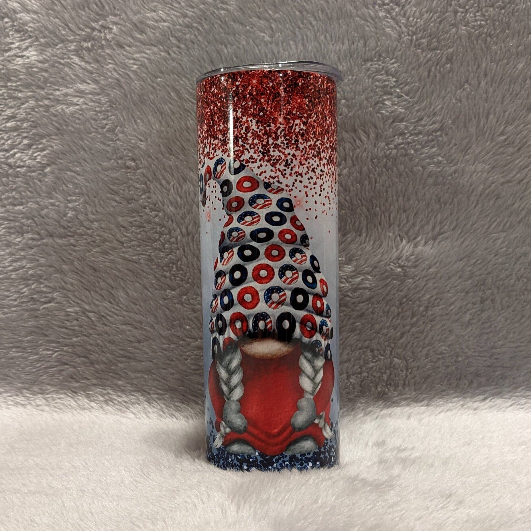 Patriotic Gnome Tumbler Can Be Personalized, Patriotic Gift, Tumbler Includes Reusable Straw, Hot Cold Drinkware For Home Work Or On The Go