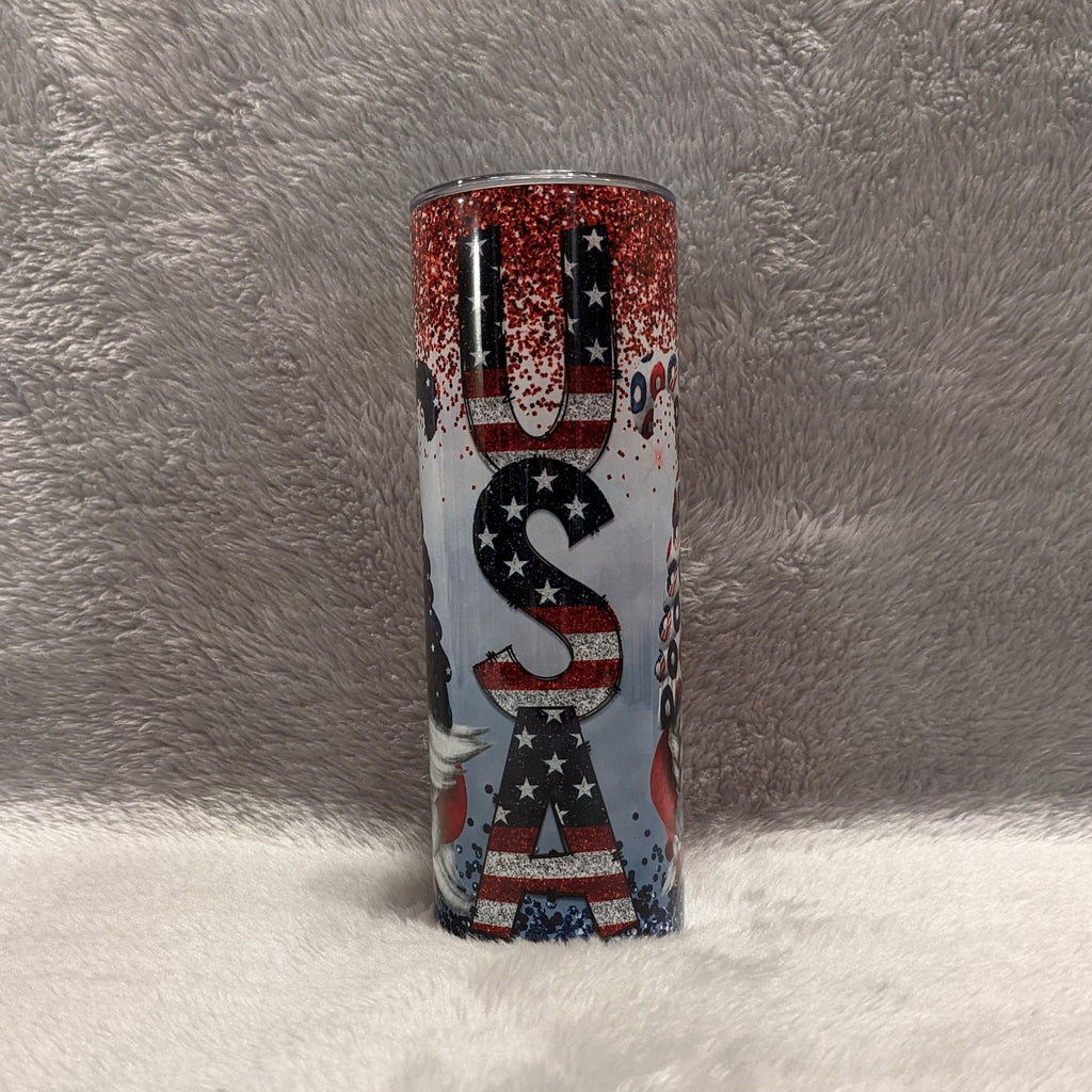 Patriotic Gnome Tumbler Can Be Personalized, Patriotic Gift, Tumbler Includes Reusable Straw, Hot Cold Drinkware For Home Work Or On The Go