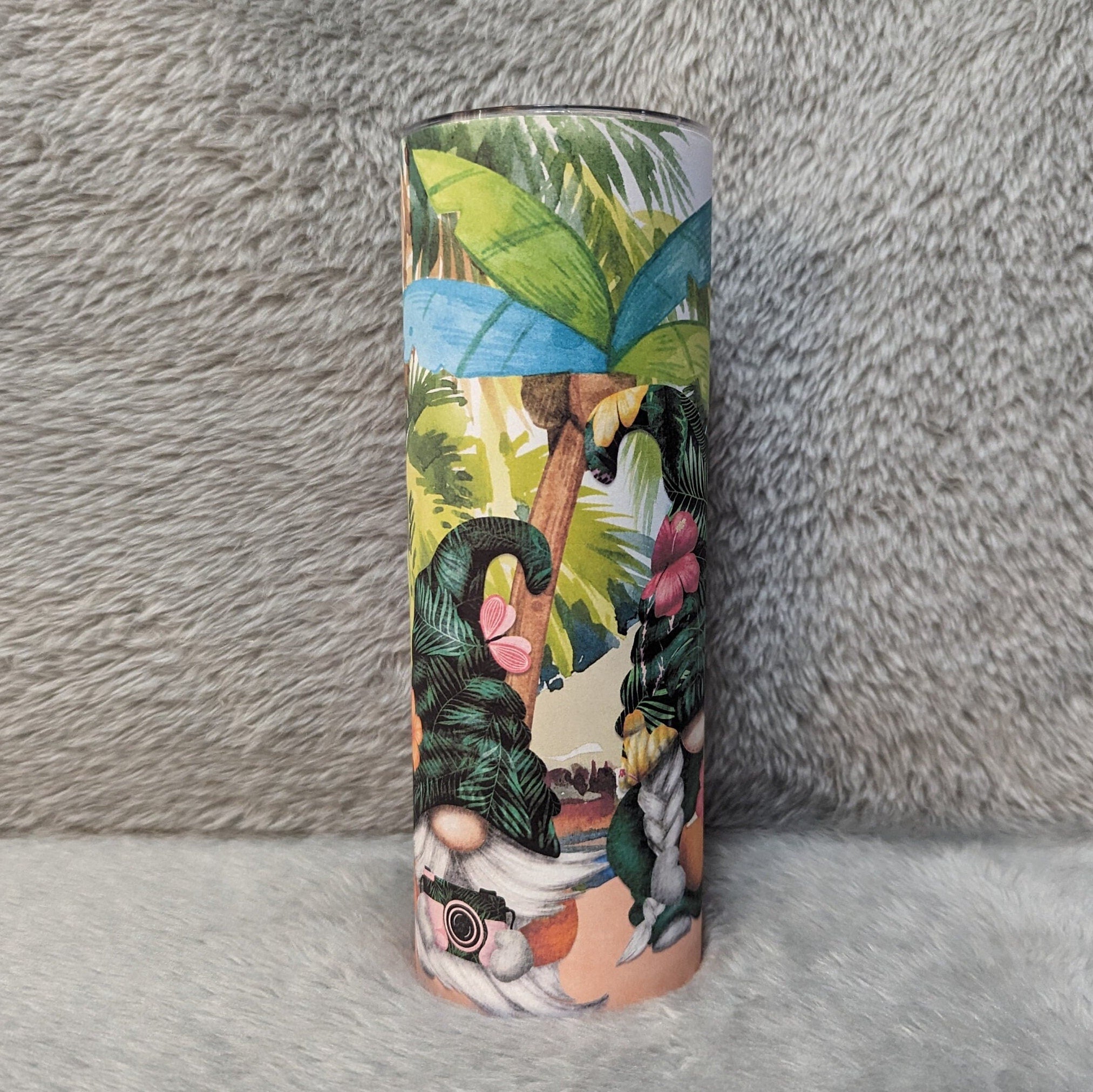 Vacation Beach Gnome Tumbler Can Be Personalized, Beach Gnomes Cup, Vacation Cup, Beach Gnome Tumbler With Reusable Straw For Everyday Use