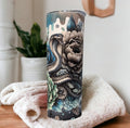 Cobra Snake Tumbler with Flowers in Blue and Green and a  Glitter Drip Design, Cup With Name, Includes Reusable Straw, Hot Or Cold Drinks