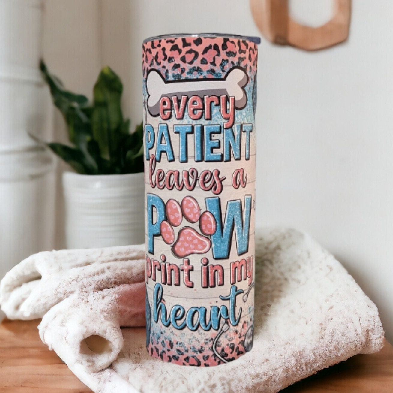 Every Patient Leaves A Pawprint On My heart Tumbler, Heartwarming Paw Print Tumbler, Veterinary Appreciation Gift, Vet Tech Gift For Her