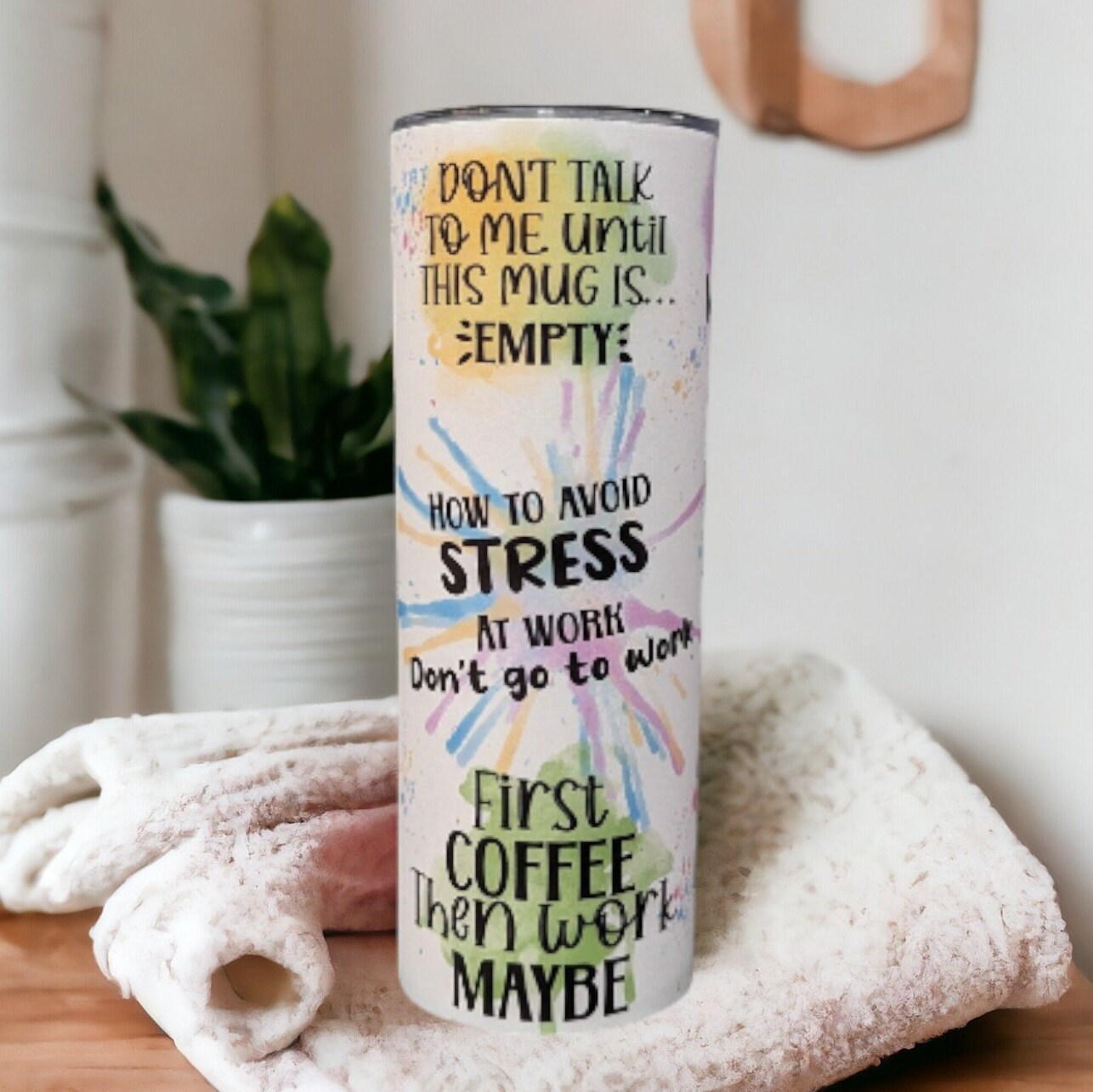 Work Affirmations Tumbler 20oz With Reusable Straw