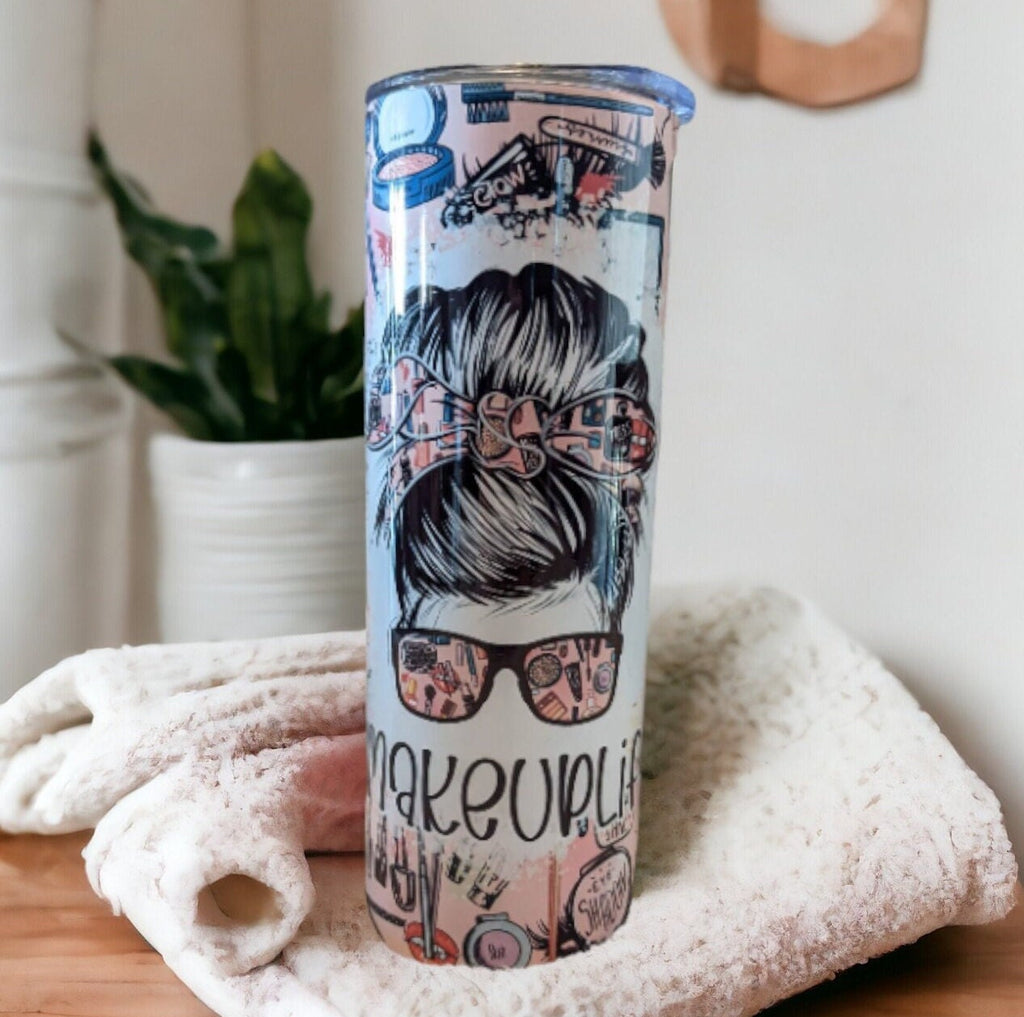Makeup Life Tumbler 20oz With Reusable Straw, Can Be Personalized